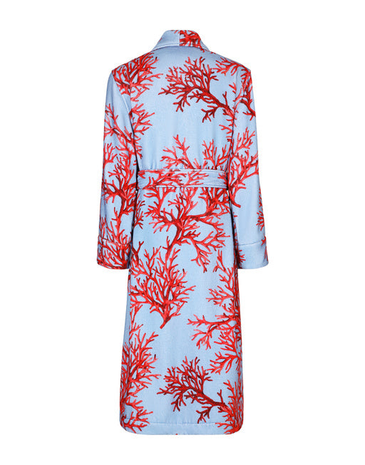 CORAL-PRINT COTTON BATHROBE