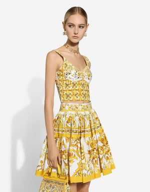 COTTON CORSET TOP WITH MAJOLICA PRINT