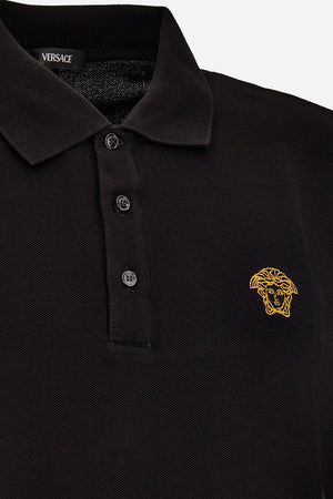 Polos In Piquet Fabric-Medusa Embroidery