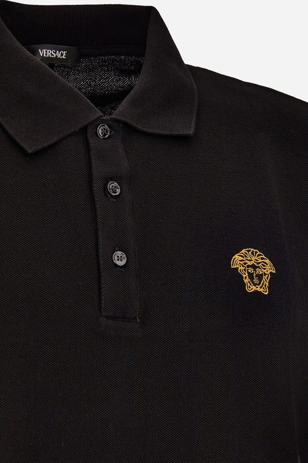 Polos In Piquet Fabric-Medusa Embroidery