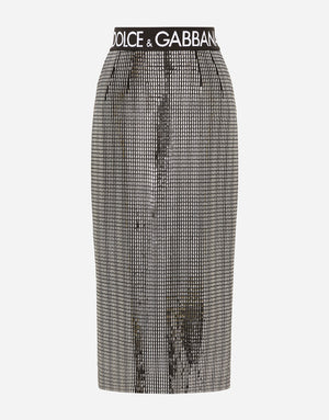 JERSEY CALF-LENGTH SKIRT WITH SEQUINED DETAILING