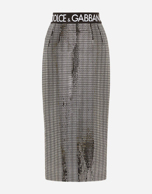JERSEY CALF-LENGTH SKIRT WITH SEQUINED DETAILING