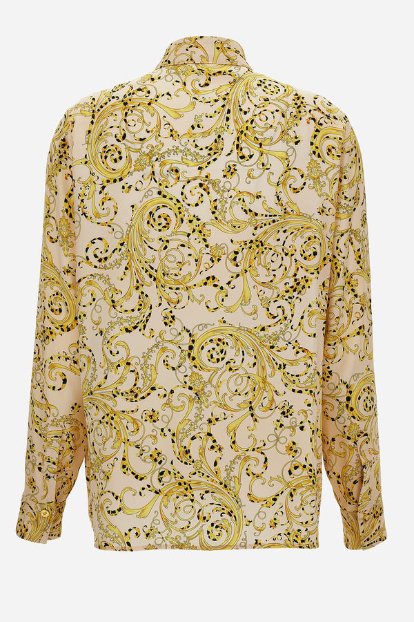 Formal Shirt In Crepe De Chine Barocco Cheeta Allover  Print