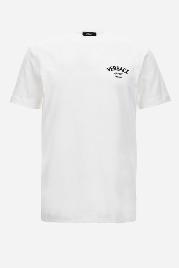 T-Shirt In Jersey Fabric + Versace Stamp Print