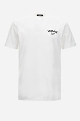 T-Shirt In Jersey Fabric + Versace Stamp Print