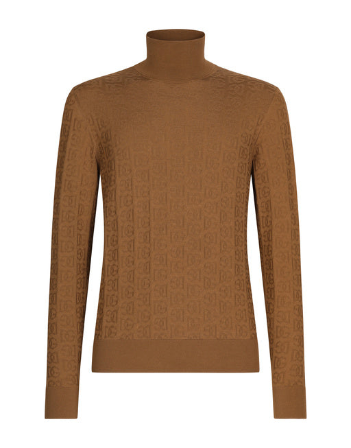 SILK JACQUARD TURTLENECK SWEATER WITH DG LOGO