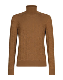 SILK JACQUARD TURTLENECK SWEATER WITH DG LOGO