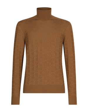 SILK JACQUARD TURTLENECK SWEATER WITH DG LOGO