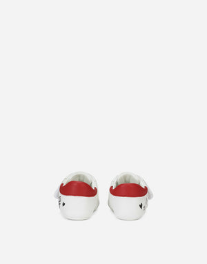 NAPPA LEATHER NEWBORN SNEAKERS WITH POPPY PRINT