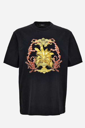 T-Shirt In Jersey Fabric-Barocco Palm Print