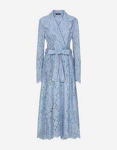 FLORAL CORDONETTO LACE TRENCH COAT WITH DG LOGO