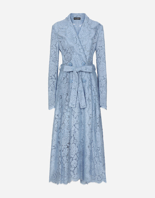 FLORAL CORDONETTO LACE TRENCH COAT WITH DG LOGO