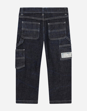WORKER BLUE WASH JEANS WITH LARGE POCKETS