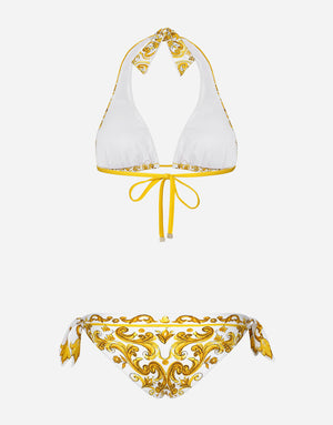 MAJOLICA-PRINT PADDED TRIANGLE BIKINI