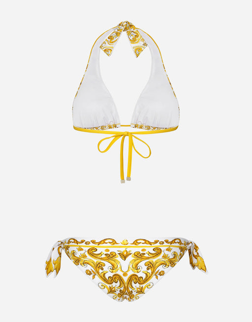 MAJOLICA-PRINT PADDED TRIANGLE BIKINI