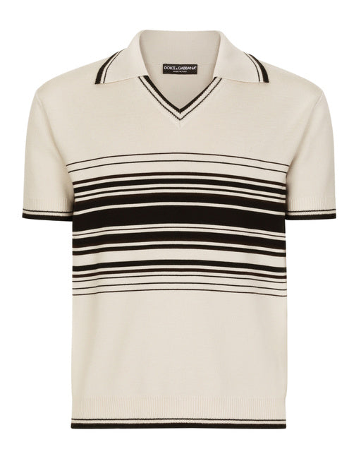 WOOL POLO-SHIRT WITH CONTRASTING STRIPES