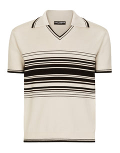 WOOL POLO-SHIRT WITH CONTRASTING STRIPES