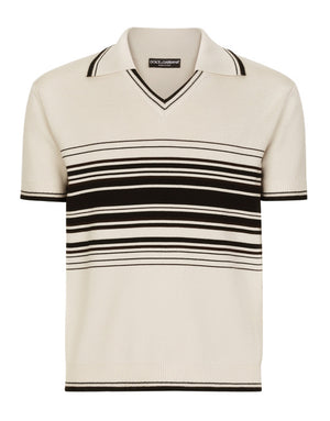 WOOL POLO-SHIRT WITH CONTRASTING STRIPES