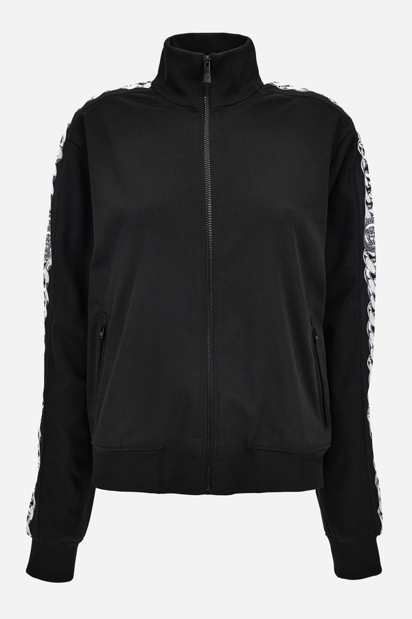 Sweatshirt In Compact Techno Jersey Fabric-Chain Print Inserts