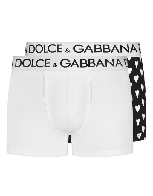 TWO-PACK SOLID-COLOR AND PRINTED STRETCH COTTON BOXERS