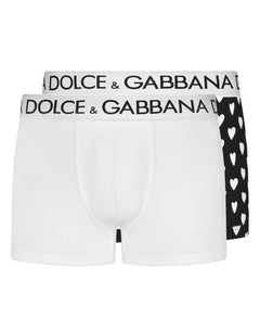 TWO-PACK SOLID-COLOR AND PRINTED STRETCH COTTON BOXERS