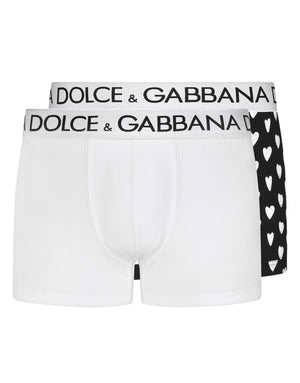 TWO-PACK SOLID-COLOR AND PRINTED STRETCH COTTON BOXERS