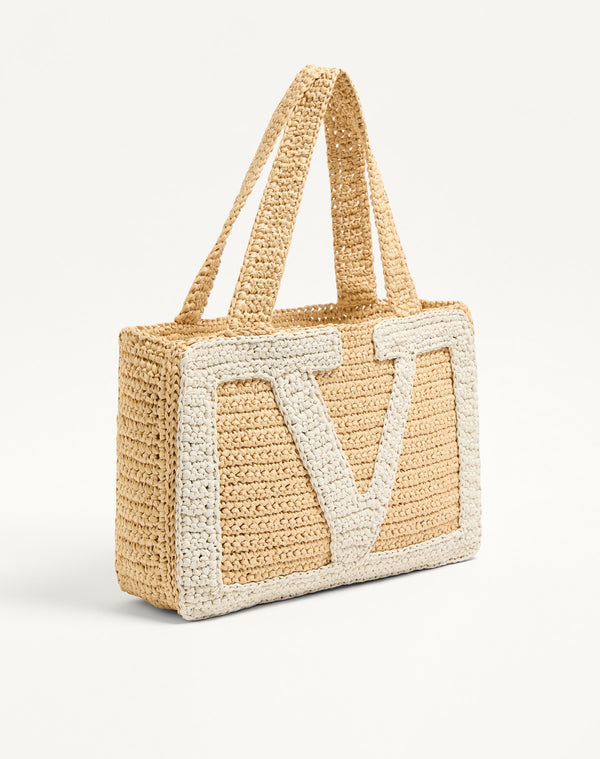Borsa Shopping Media Valentino Garavani Viva Superstar In Rafia