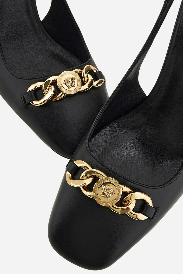 Icon Chain Sling Back  In Calf Leather