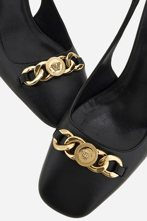 Icon Chain Sling Back  In Calf Leather