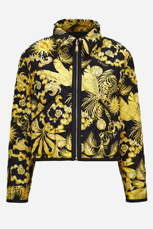 Blouson In Nylon Fabric With Lining Baroque Palm Allover Print Reversible