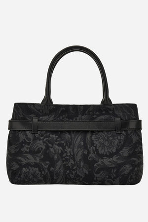 La Medusa Small Tote In Jacquard Fabric-Calf Leather