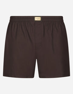 COTTON POPLIN SHORTS WITH BRAND PLATE