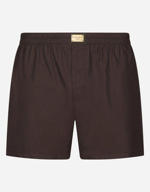 COTTON POPLIN SHORTS WITH BRAND PLATE