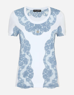 JERSEY T-SHIRT WITH DG LOGO AND LACE INSERTS