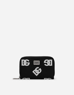 SMALL CALFSKIN ZIP-AROUND WALLET WITH ALL-OVER DG PRINT
