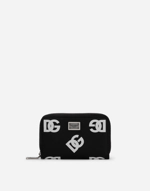 SMALL CALFSKIN ZIP-AROUND WALLET WITH ALL-OVER DG PRINT