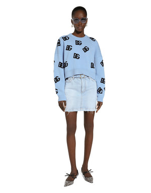WOOL ROUND-NECK SWEATER WITH DG LOGO INLAY