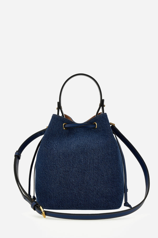 La Medusa Bucket In Denim-Calf Leather