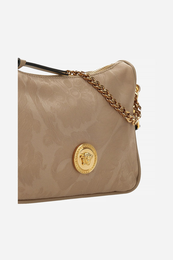 Icon Nylon Hobo Bag In Nylon Jacquard-Calf Leather