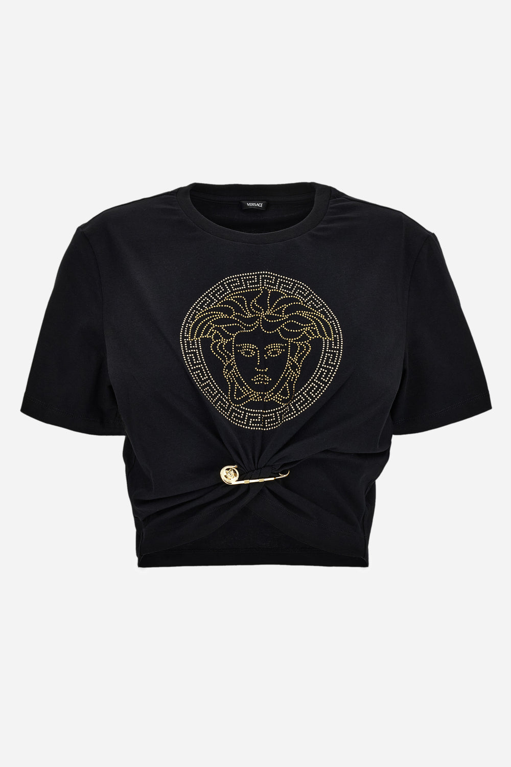 T-Shirt In Organic Stretch Cotton Jersey-Medusa Embroidery