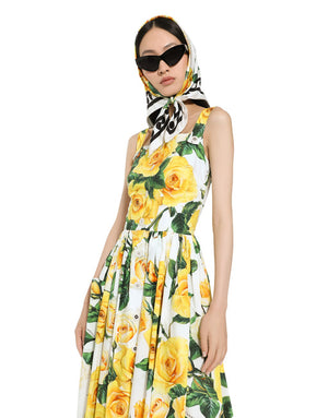 COTTON SUNDRESS WITH YELLOW ROSE PRINT