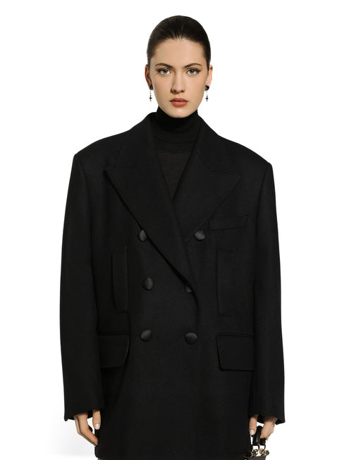 DOUBLE-BREASTED OVERSIZED JACKET IN WOOL CLOTH