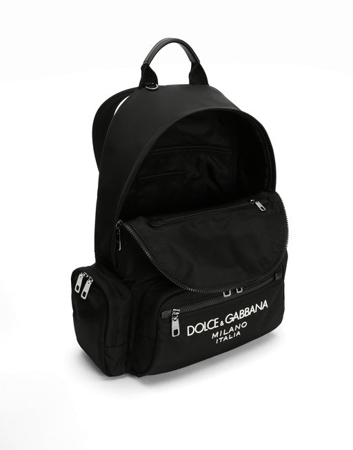 NYLON BACKPACK WITH RUBBERIZED LOGO