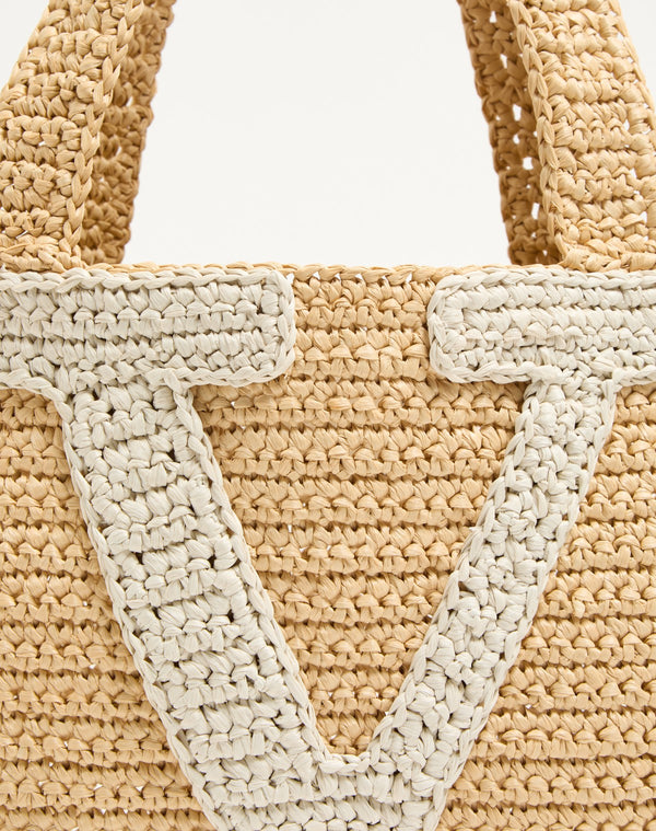 Borsa Shopping Media Valentino Garavani Viva Superstar In Rafia