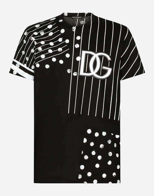 PRINTED COTTON T-SHIRT WITH DG LOGO