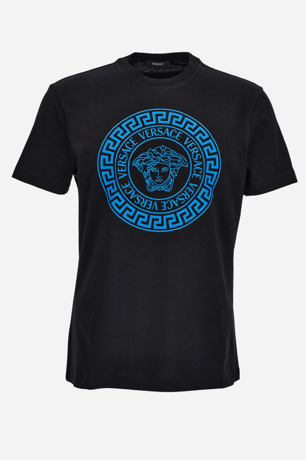 T-Shirt In Jersey Fabric-Medusa Versace Greca Print