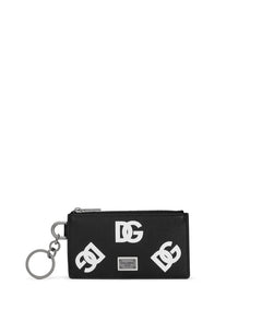CALFSKIN CARD HOLDER WITH ALL-OVER DG PRINT AND RING