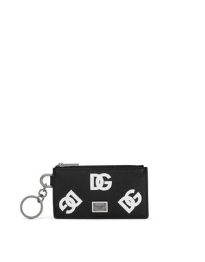 CALFSKIN CARD HOLDER WITH ALL-OVER DG PRINT AND RING