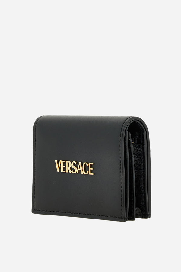 Versace Tag Bifold Wallet In Calf Leather