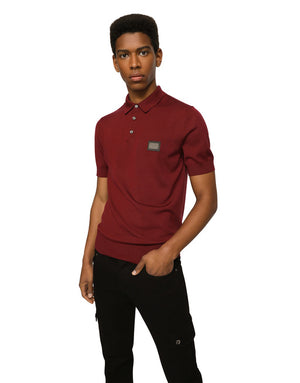 WOOL POLO-SHIRT WITH BRANDED TAG